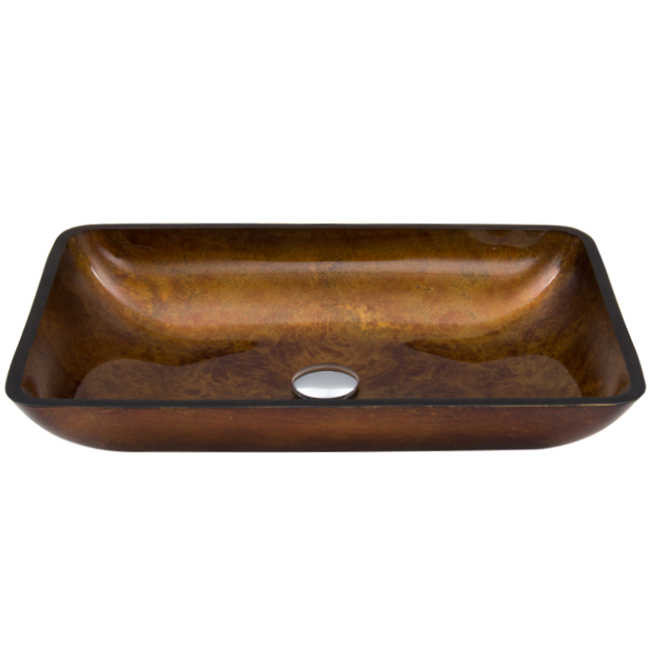Rectangular Russet Glass Vessel Bathroom Sink