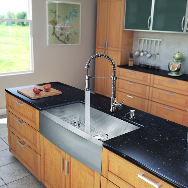 All in One 36-inch Farmhouse Stainless Steel Kitchen Sink and Faucet Set