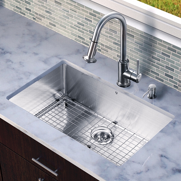 All in One 30-inch Undermount Stainless Steel Kitchen Sink and Faucet Set