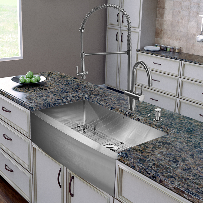 All in One 36-inch Farmhouse Stainless Steel Kitchen Sink and Faucet Set