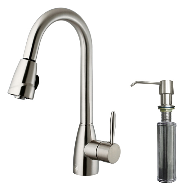 Stainless Steel Pull-Down Spray Kitchen Faucet with Soap Dispenser
