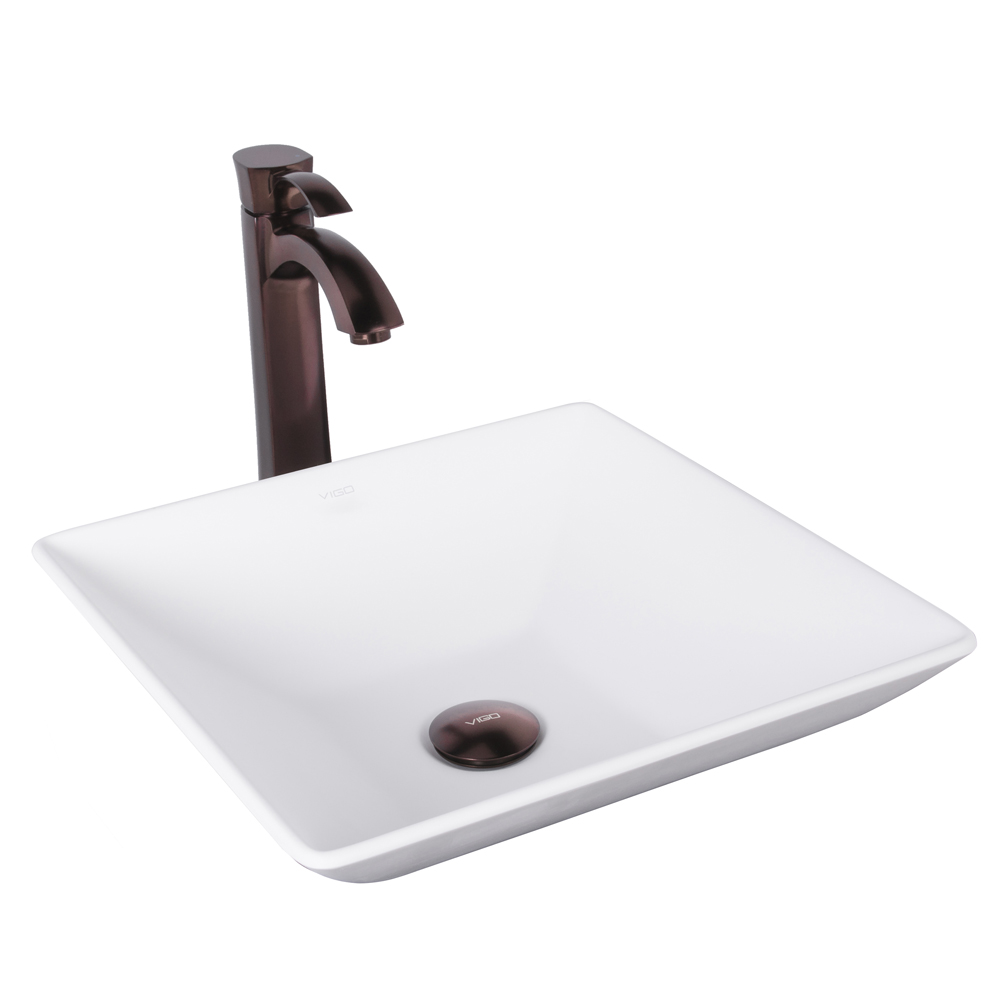 Matira Composite Vessel Sink and Otis Bathroom Vessel Faucet Set in Oil Rubbed Bronze