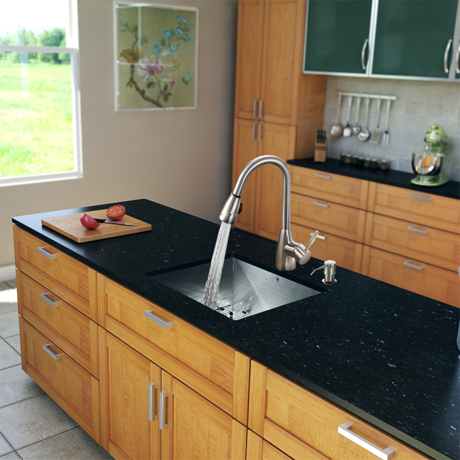 All in One 23-inch Undermount Stainless Steel Kitchen Sink and Faucet Set