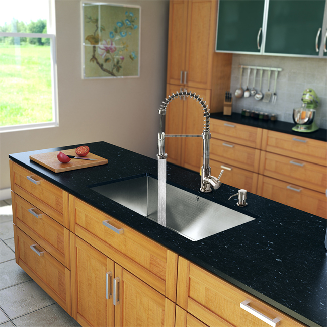 All in One 32-inch Undermount Stainless Steel Kitchen Sink and Chrome Faucet Set