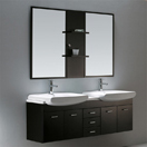 59-inch Double Bathroom Vanity with Mirrors and Shelves