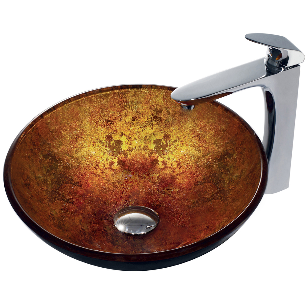 Livorno Glass Vessel Sink and Faucet Set in Chrome