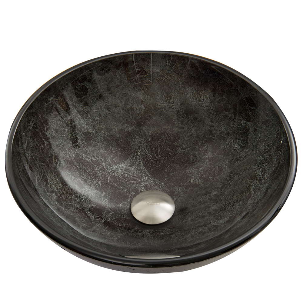 Gray Onyx Glass Vessel Bathroom Sink