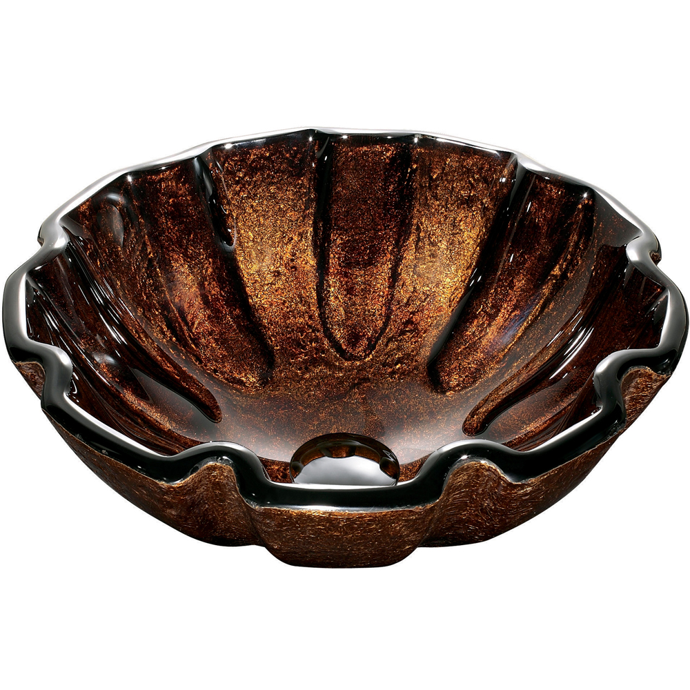 Walnut Shell Glass Vessel Bathroom Sink