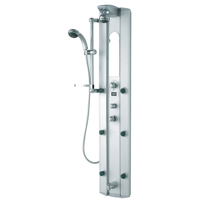 Shower Panel with Digital Thermometer and Spout