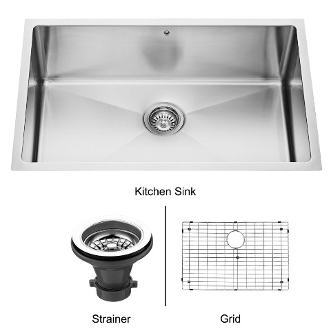 30-inch Undermount Stainless Steel Kitchen Sink, Grid and Strainer