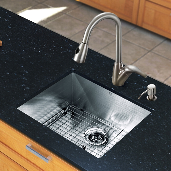 All in One 23-inch Undermount Stainless Steel Kitchen Sink and Faucet Set