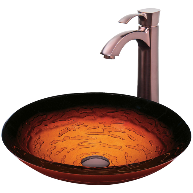 Magma Glass Vessel Sink and Otis Faucet Set in Oil Rubbed Bronze