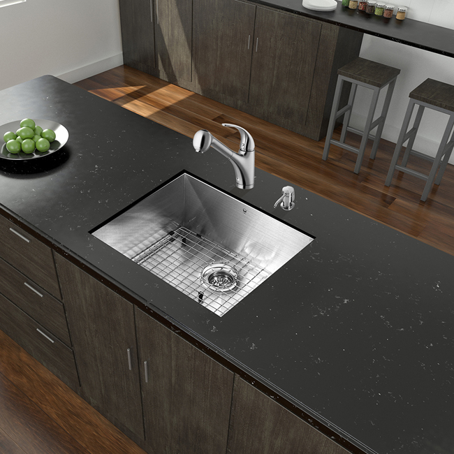 All in One 23-inch Undermount Stainless Steel Kitchen Sink and Faucet Set