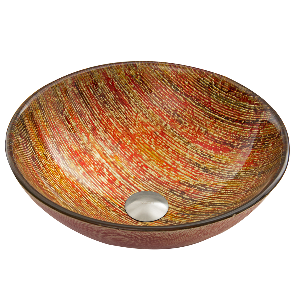 Blazing Fire Glass Vessel Bathroom Sink