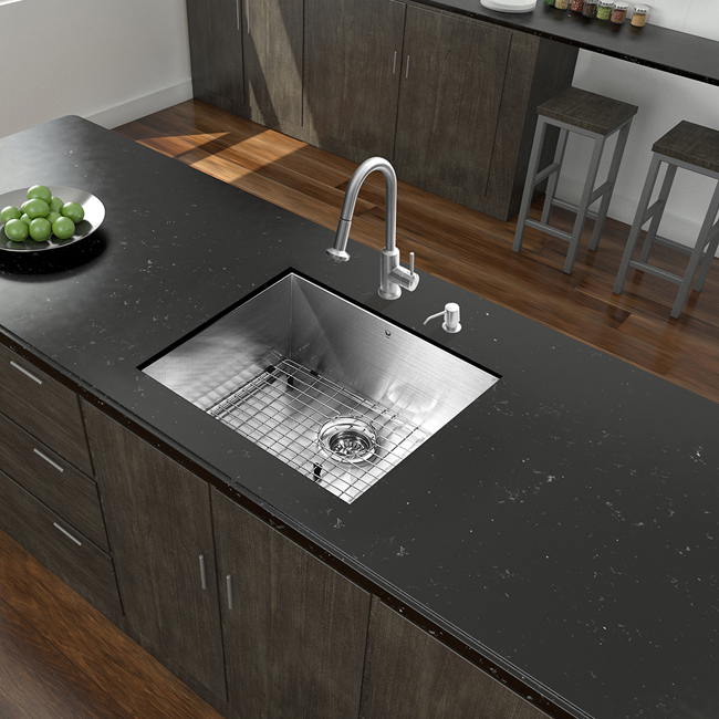 All in One 23-inch Undermount Stainless Steel Kitchen Sink and Faucet Set