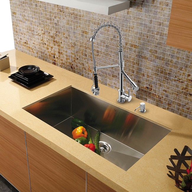 All in One 30-inch Undermount Stainless Steel Kitchen Sink and Chrome Faucet Set