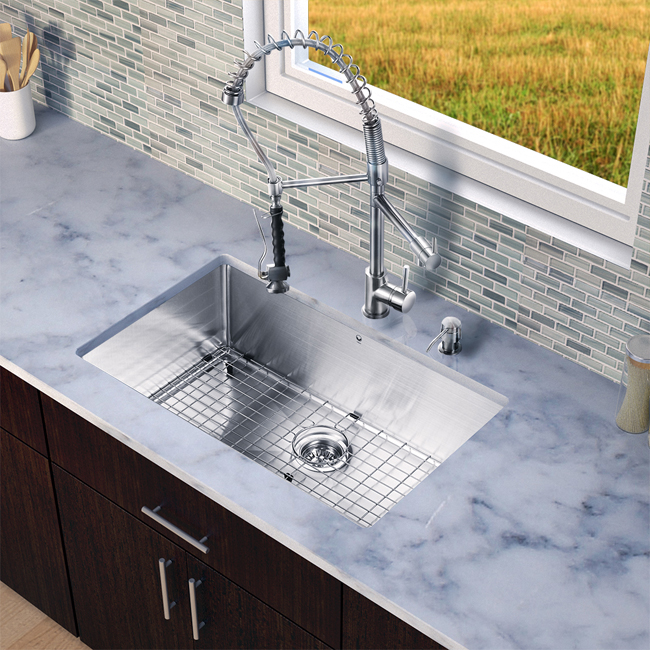 All in One 30-inch Undermount Stainless Steel Kitchen Sink and Faucet Set