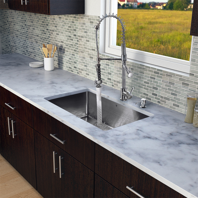 All in One 32-inch Undermount Stainless Steel Kitchen Sink and Chrome Faucet Set