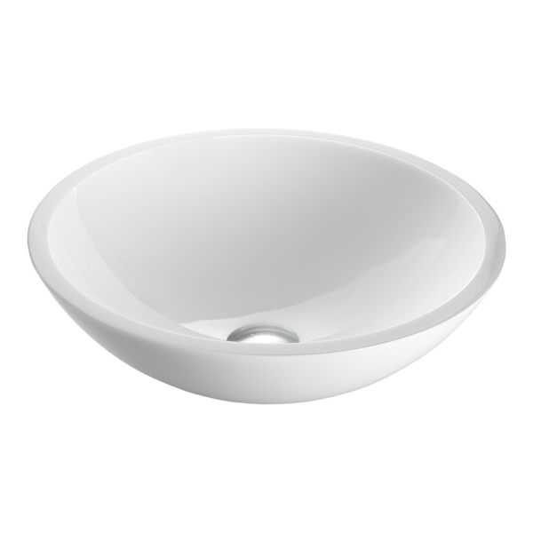 White Phoenix Stone Glass Vessel Sink With Flat Edge