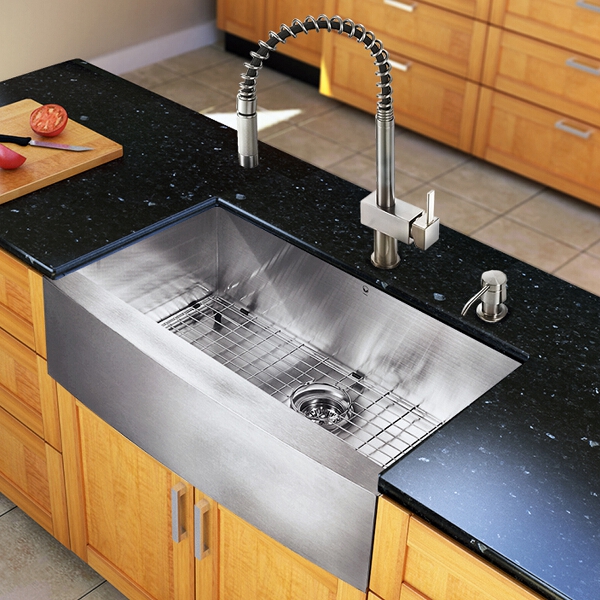 All in One 30-inch Farmhouse Stainless Steel Kitchen Sink and Faucet Set