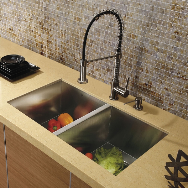 All-in-One Undermount Stainless Steel Kitchen Sink and Edison Faucet Set