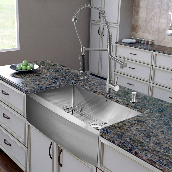All in One 30-inch Farmhouse Stainless Steel Kitchen Sink and Faucet Set