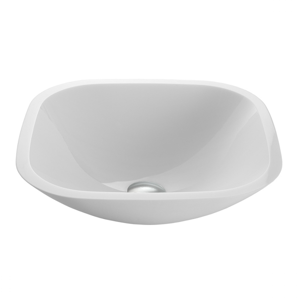 Square Shaped White Phoenix Stone Glass Vessel Sink