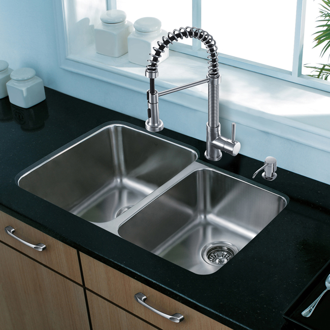 All in One 32-inch Undermount Stainless Steel Kitchen Sink and Faucet Set