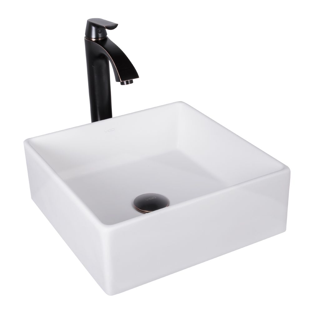 Bavaro Composite Vessel Sink and Linus Bathroom Vessel Faucet Set in Antique Rubbed Bronze