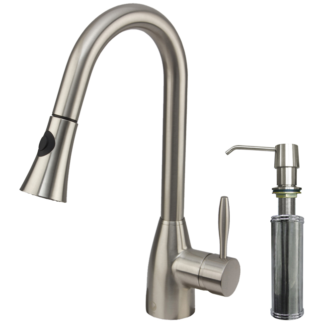 Stainless Steel Pull-Down Spray Kitchen Faucet with Soap Dispenser