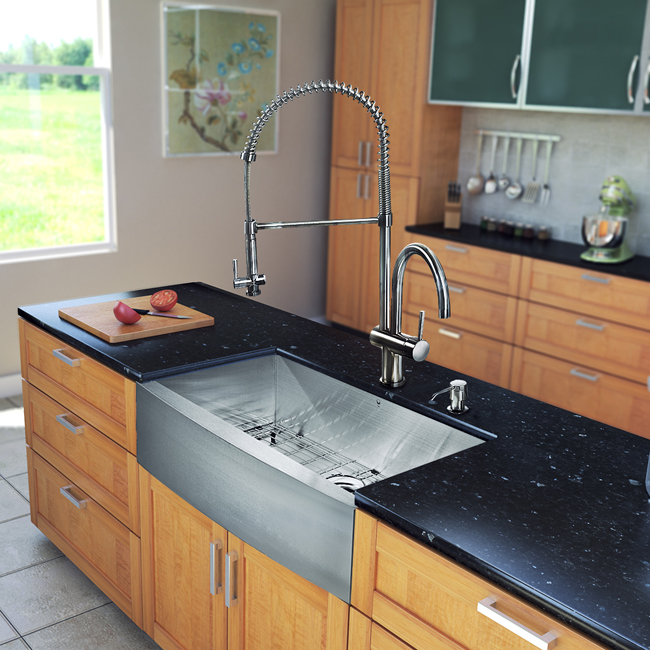 All in One 30-inch Farmhouse Stainless Steel Kitchen Sink and Faucet Set