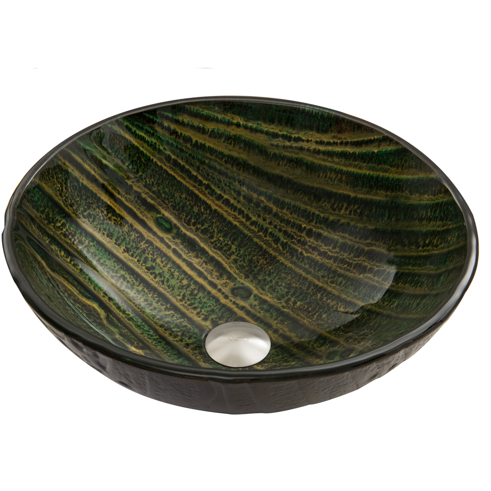 Green Asteroid Glass Vessel Bathroom Sink