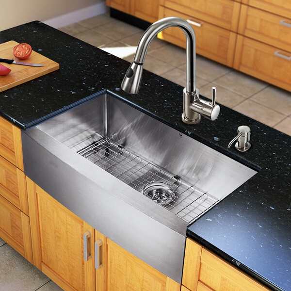 All in One 33-inch Farmhouse Stainless Steel Kitchen Sink and Chrome Faucet Set