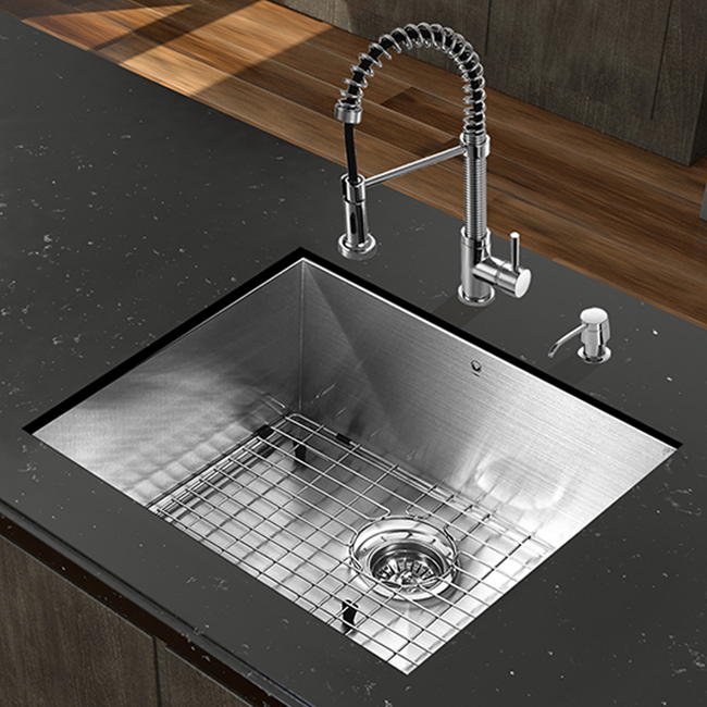 All in One 23-inch Undermount Stainless Steel Kitchen Sink and Chrome Faucet Set