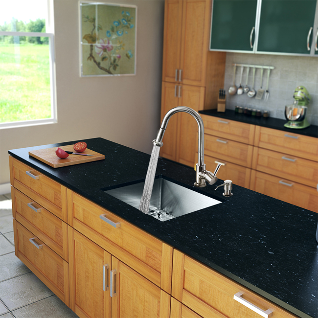 All in One 23-inch Undermount Stainless Steel Kitchen Sink and Chrome Faucet Set