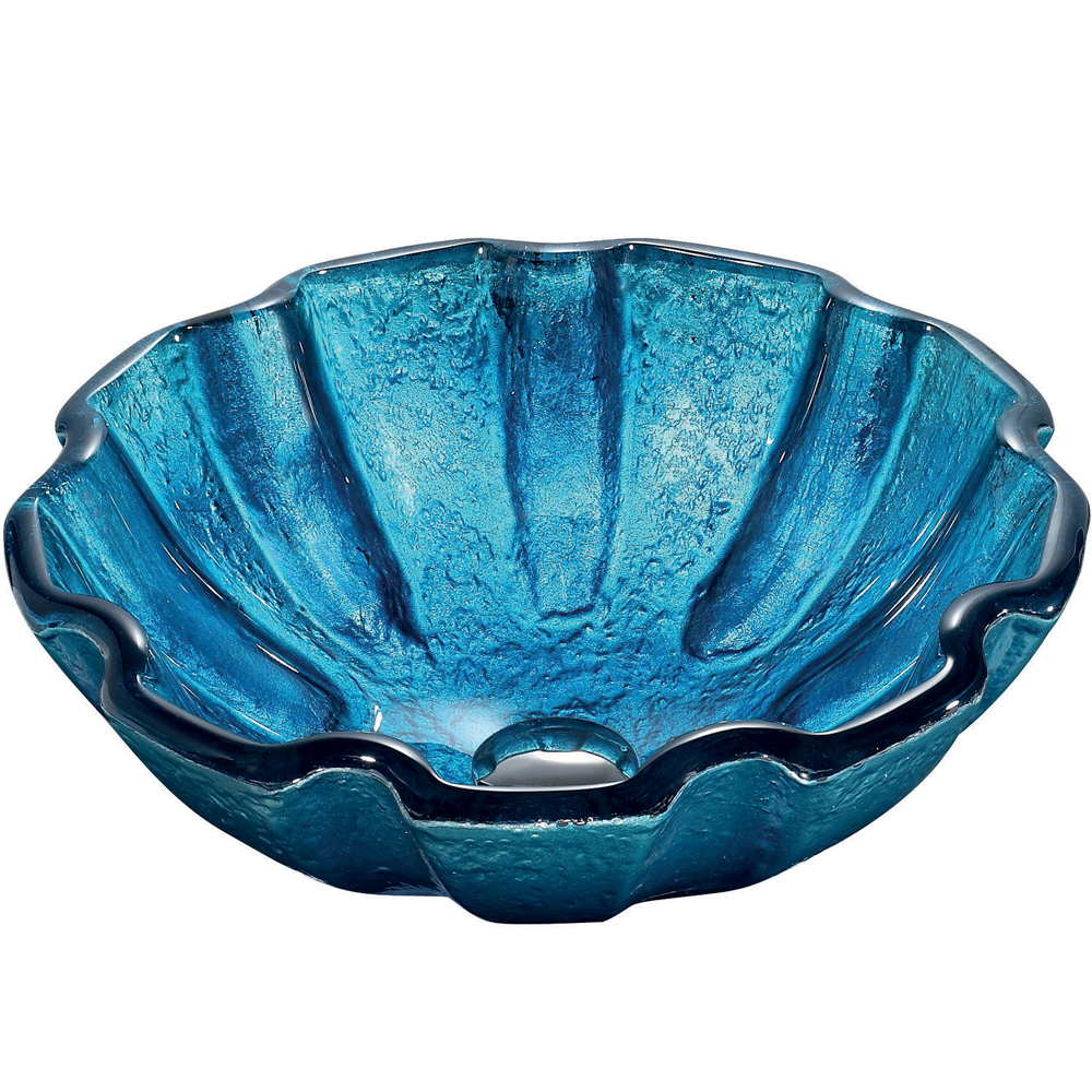 Mediterranean Seashell Glass Vessel Bathroom Sink