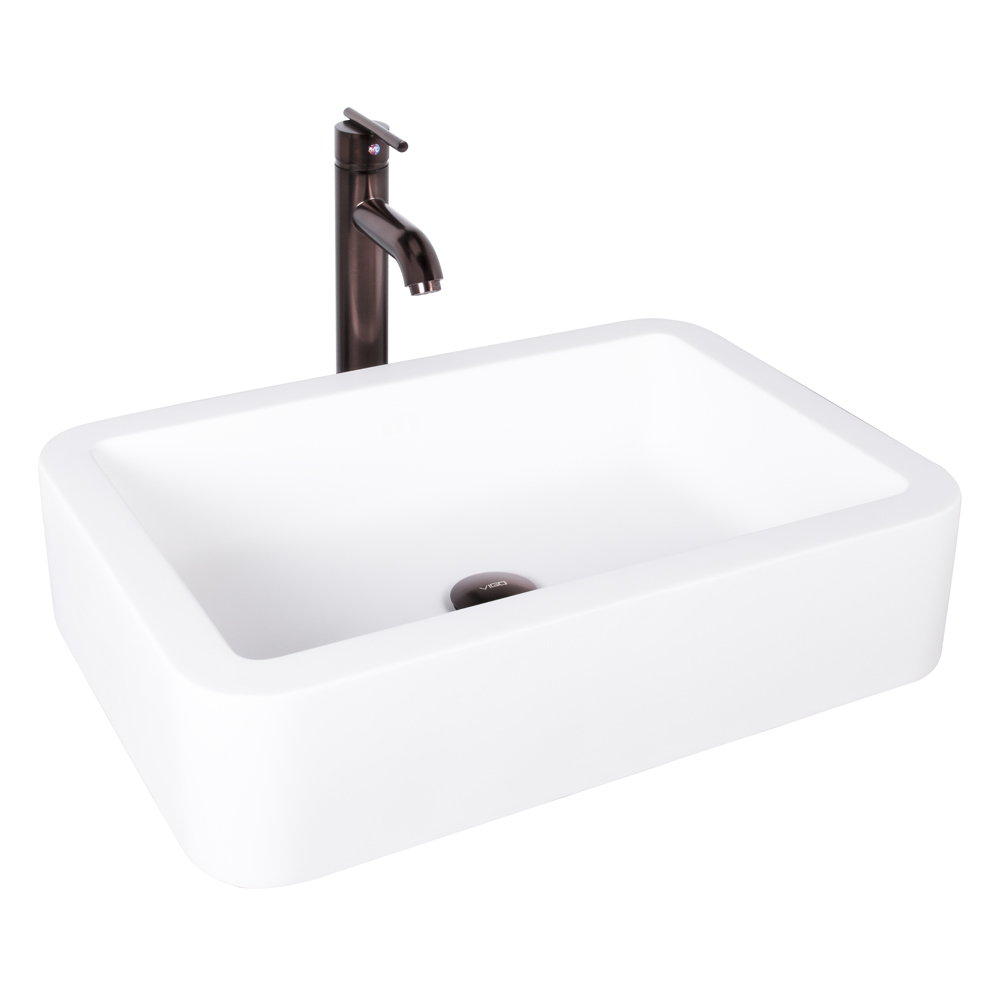 Navagio Composite Vessel Sink and Seville Bathroom Vessel Faucet Set in Oil Rubbed Bronze