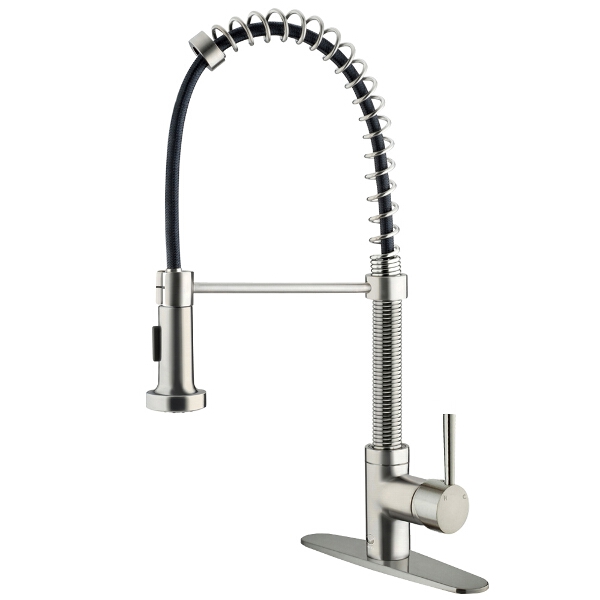 Stainless Steel Pull-Down Spray Kitchen Faucet with Deck Plate