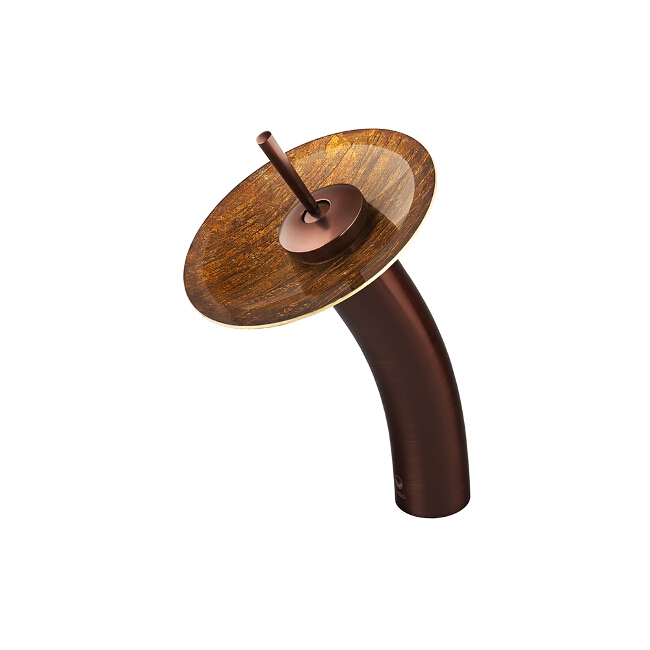 Waterfall Faucet with Amber Glass Disc in Oil Rubbed Bronze