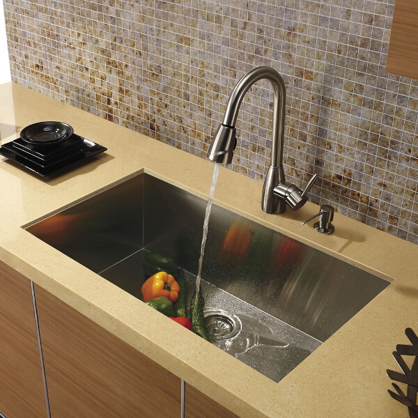 All-in-One Undermount Stainless Steel Kitchen Sink and Graham Faucet Set