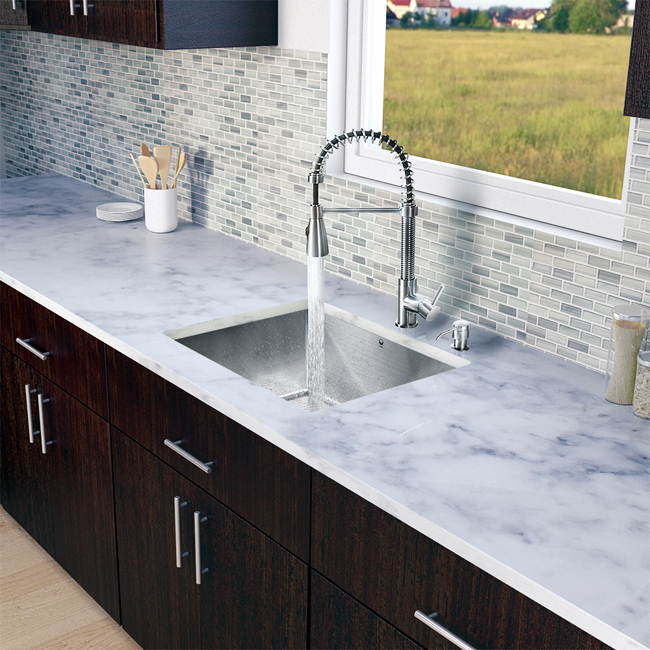 All in One 23-inch Undermount Stainless Steel Kitchen Sink and Faucet Set