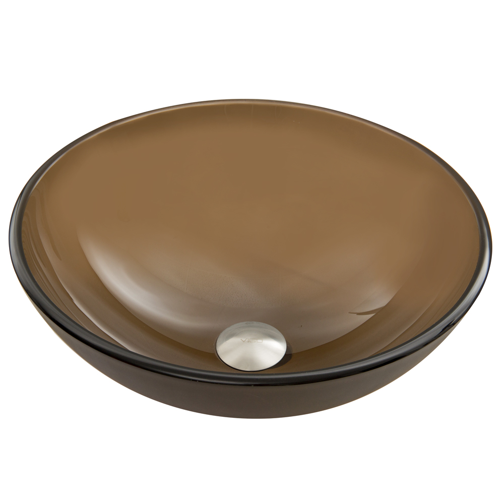 Sheer Sepia Glass Vessel Bathroom Sink