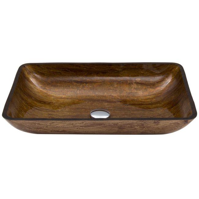 Rectangular Amber Sunset Glass Vessel Bathroom Sink