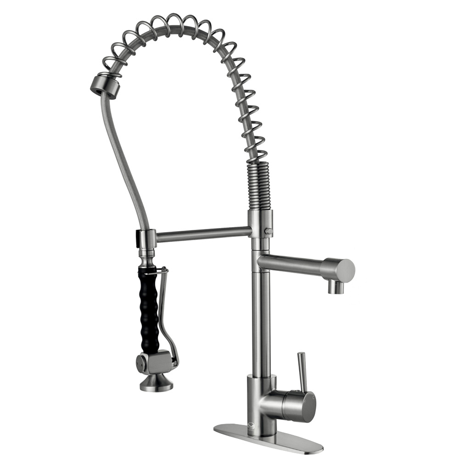 Stainless Steel Pull-Down Spray Kitchen Faucet with Deck Plate