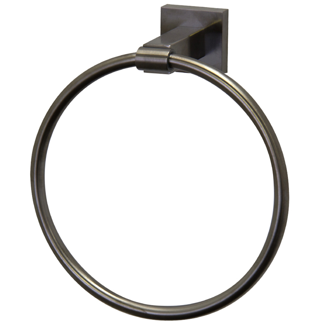 Allure Square Design Hand Towel Ring in Brushed Nickel