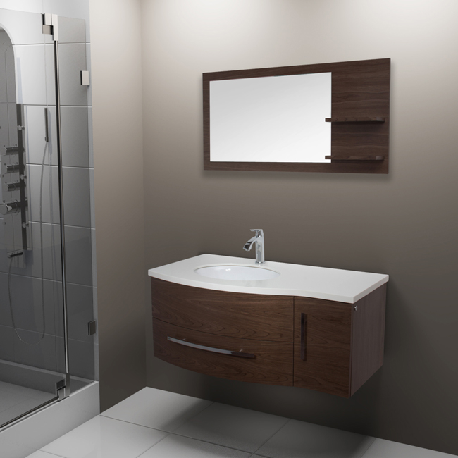 44-inch Single Bathroom Vanity with Mirror and Shelves 44-inch Single Bathroom Vanity with Mirror and Shelves