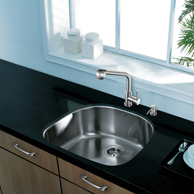 All in One 24-inch Undermount Stainless Steel Kitchen Sink and Faucet Set