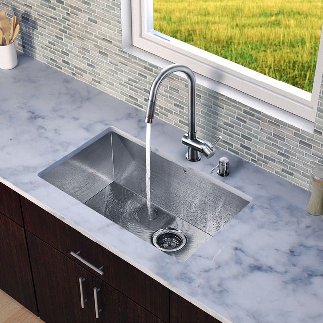 All in One 32-inch Undermount Stainless Steel Kitchen Sink and Faucet Set