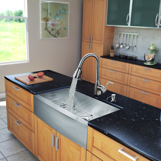 All in One 36-inch Farmhouse Stainless Steel Kitchen Sink and Faucet Set