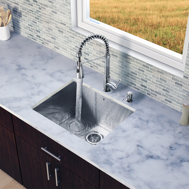 All in One 23-inch Undermount Stainless Steel Kitchen Sink and Faucet Set